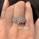 Adjustable Daisy Flower Ring with Pink & Purple Accents