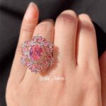 Adjustable Pink Oval Crystal Statement Ring