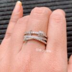 Triple Band Silver-Plated Adjustable Ring with Sparkling Stones