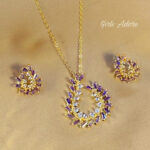 Purple colour Crystal Pendant Set – Premium Collection