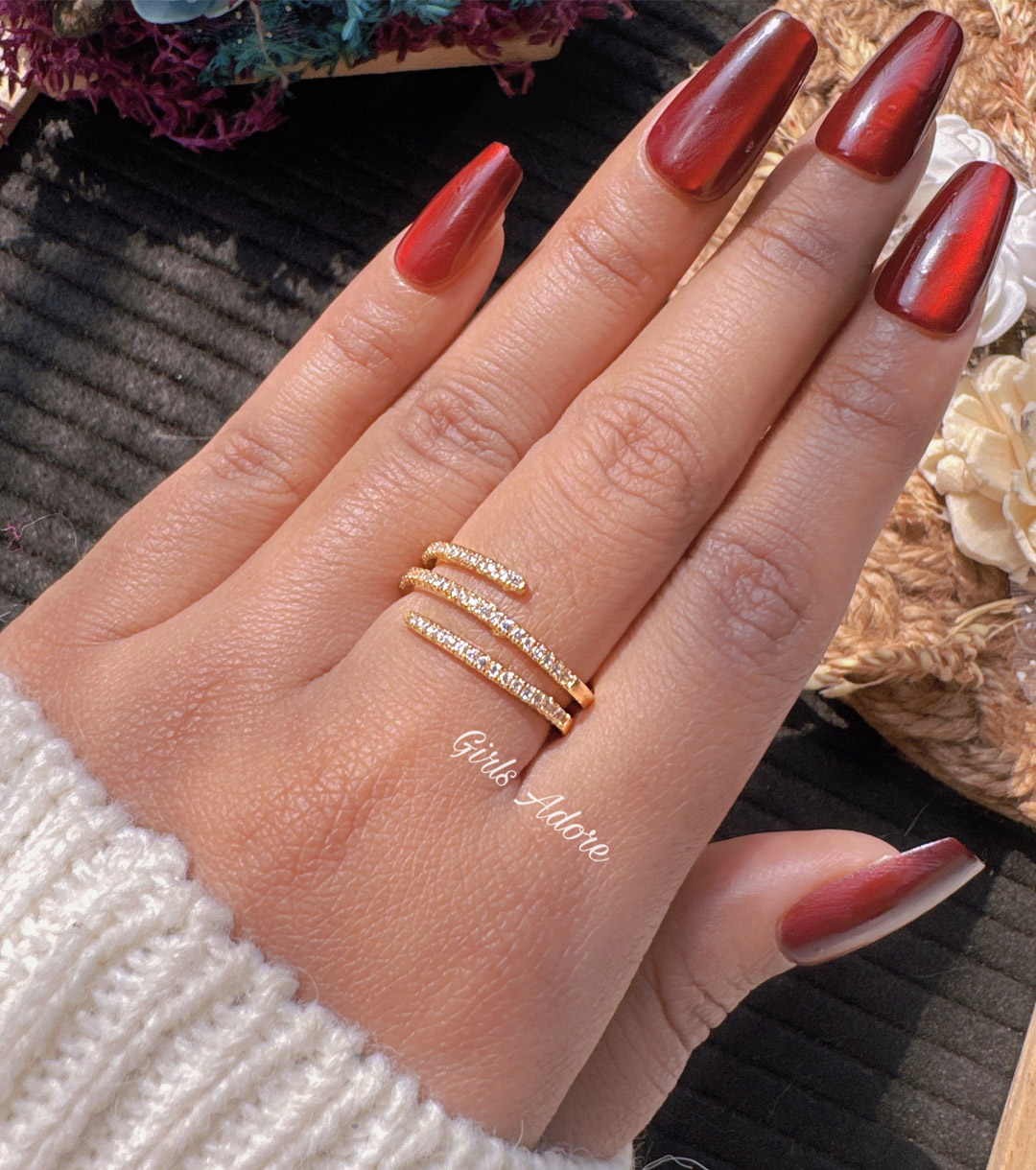 Gar-296 Empress High-Shine Micro-Pave Adjustable Ring - Image 1