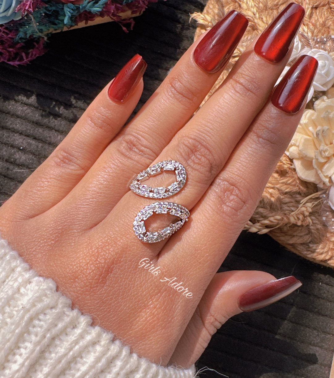 Gar-297 High Quality Silver Floral Premium Ring - Image 1