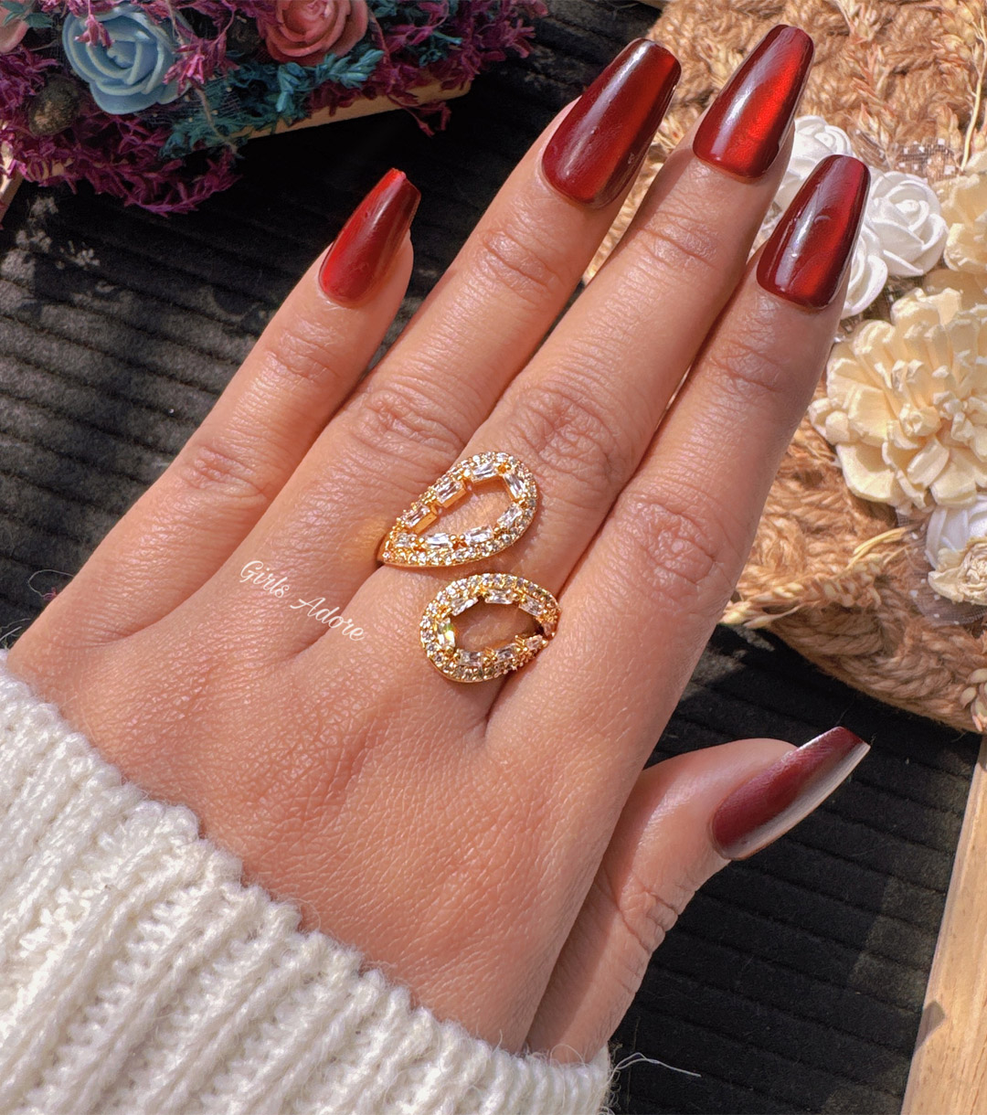 Gar-300 High Quality Gold Floral Premium Ring - Image 1