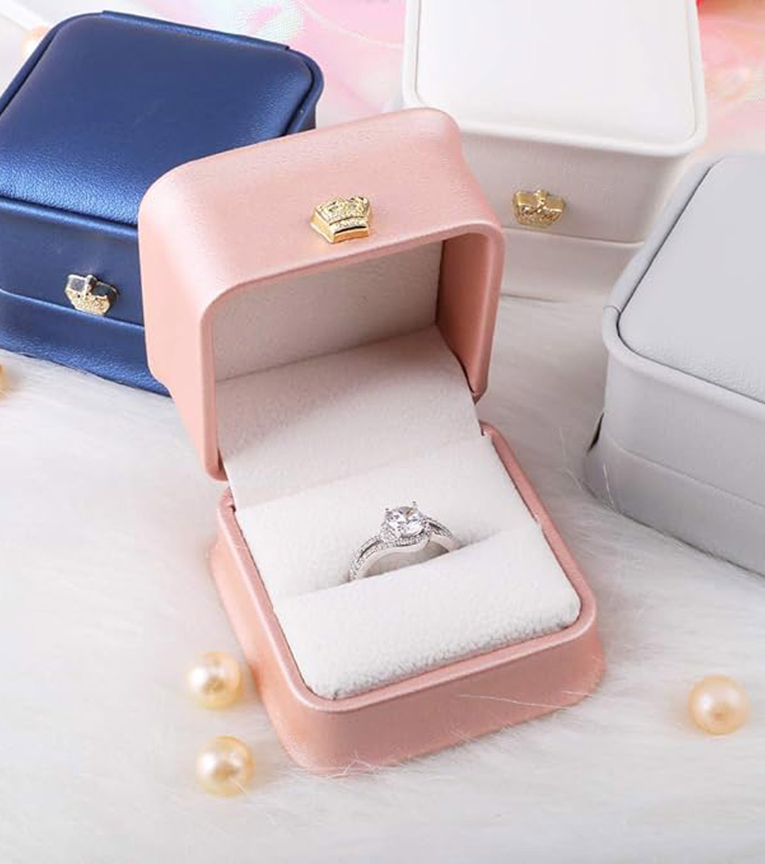 2 Crown Pu Leather Ring Box - Image 1