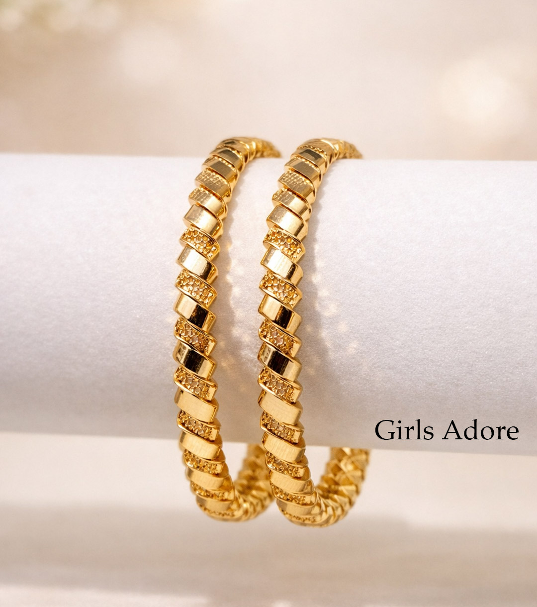 GAP-21 Golden Elegance Textured Bangles - Image 1