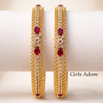 Royal Ruby Floral Gold Bangle