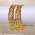Royal Trinity Stone Gold Plated Bangles