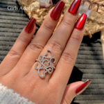 Premium Crystal Heart Swirl Ring (Silver)