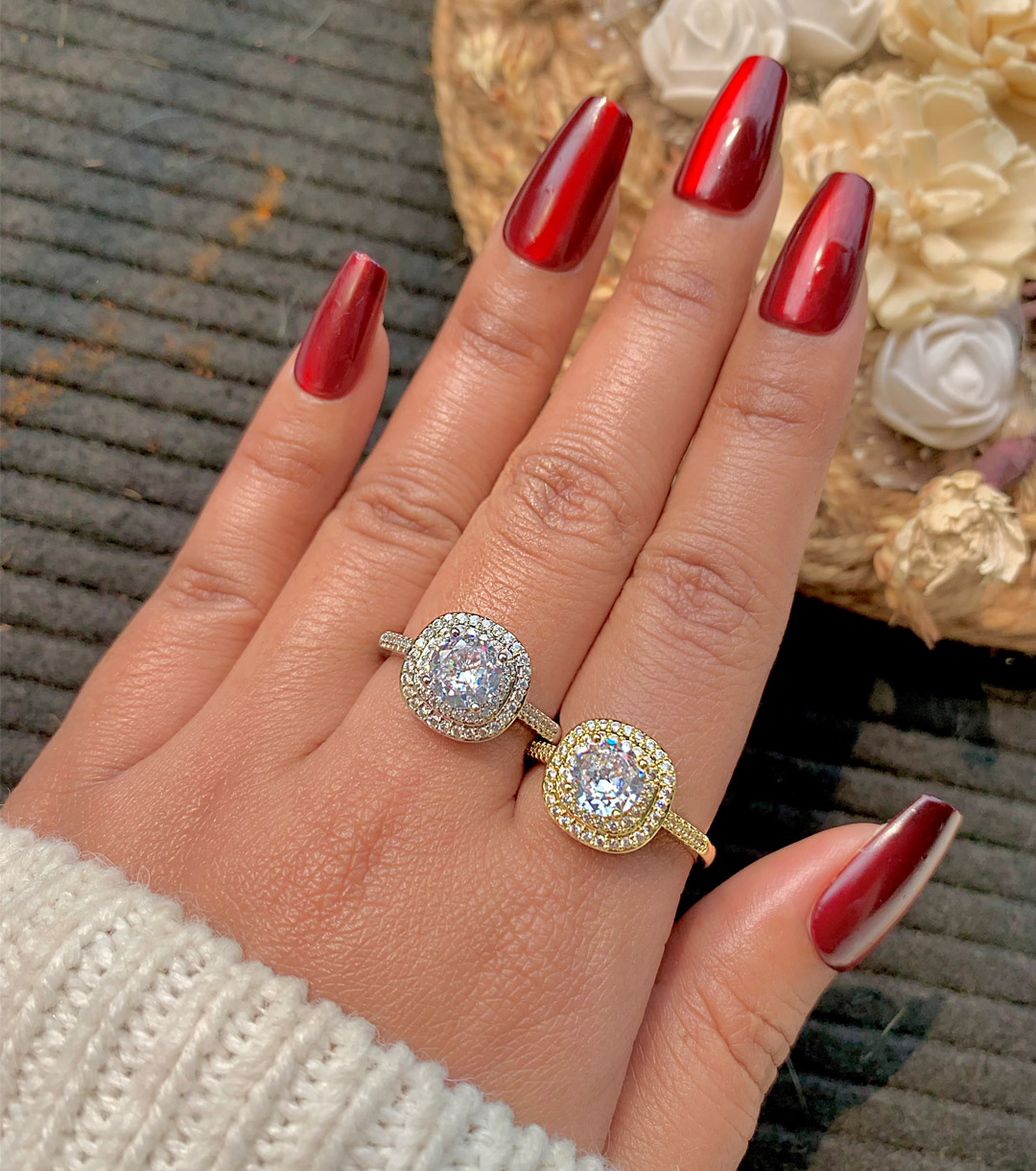 Gar-329 Eid Radiance Cushion Halo Ring - Image 1