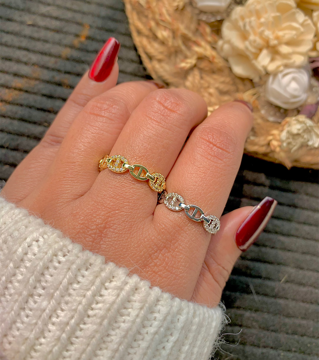 Gar-333 Eid Royale Link Sparkle Ring - Image 1