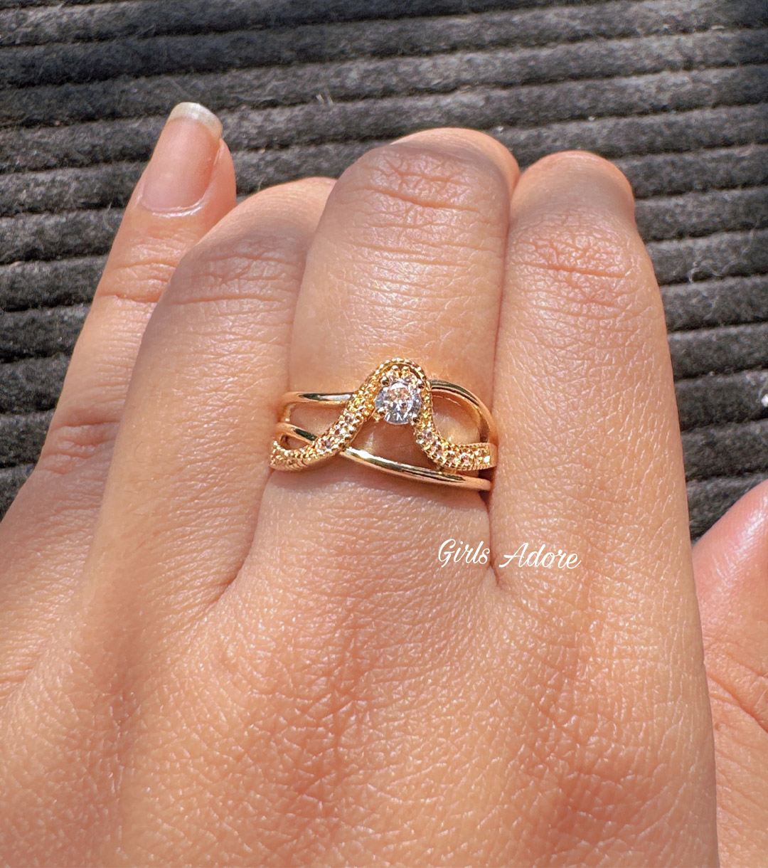 Gar-38 Crystal Vine Adjustable Ring - Image 1