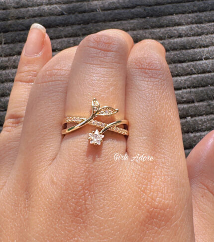 Crystal Vine Adjustable Ring