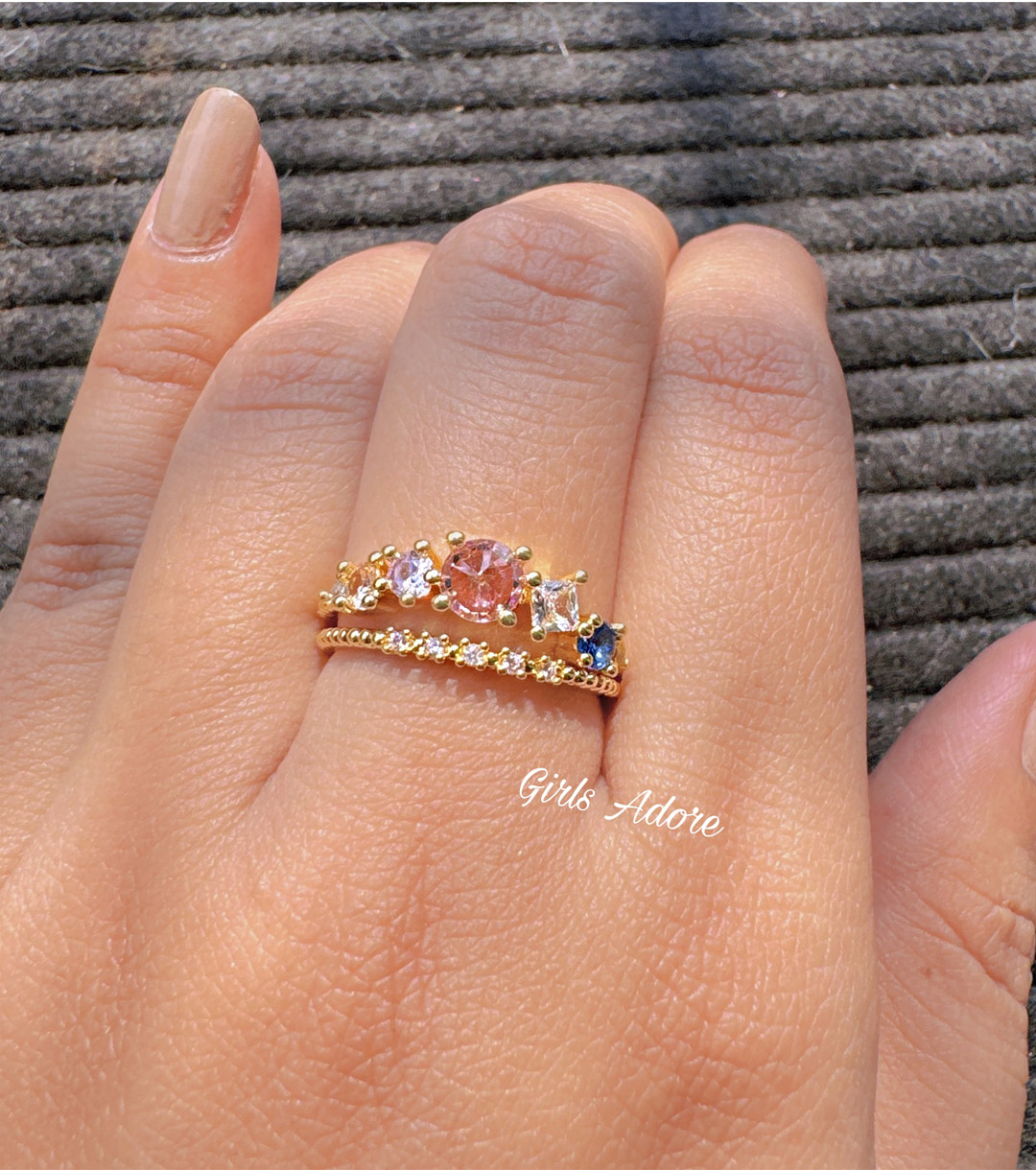 Gar-62 Multicolor Sparkle Adjustble Ring - Image 1