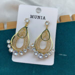 Trendy Geometric Frame Floral Earrings