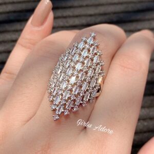 Luxury Starling Silver Zircon Stone Finger Ring